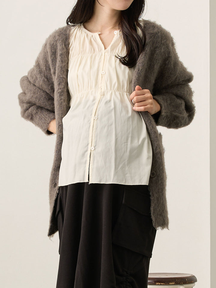 ギャザーチュニックブラウス White