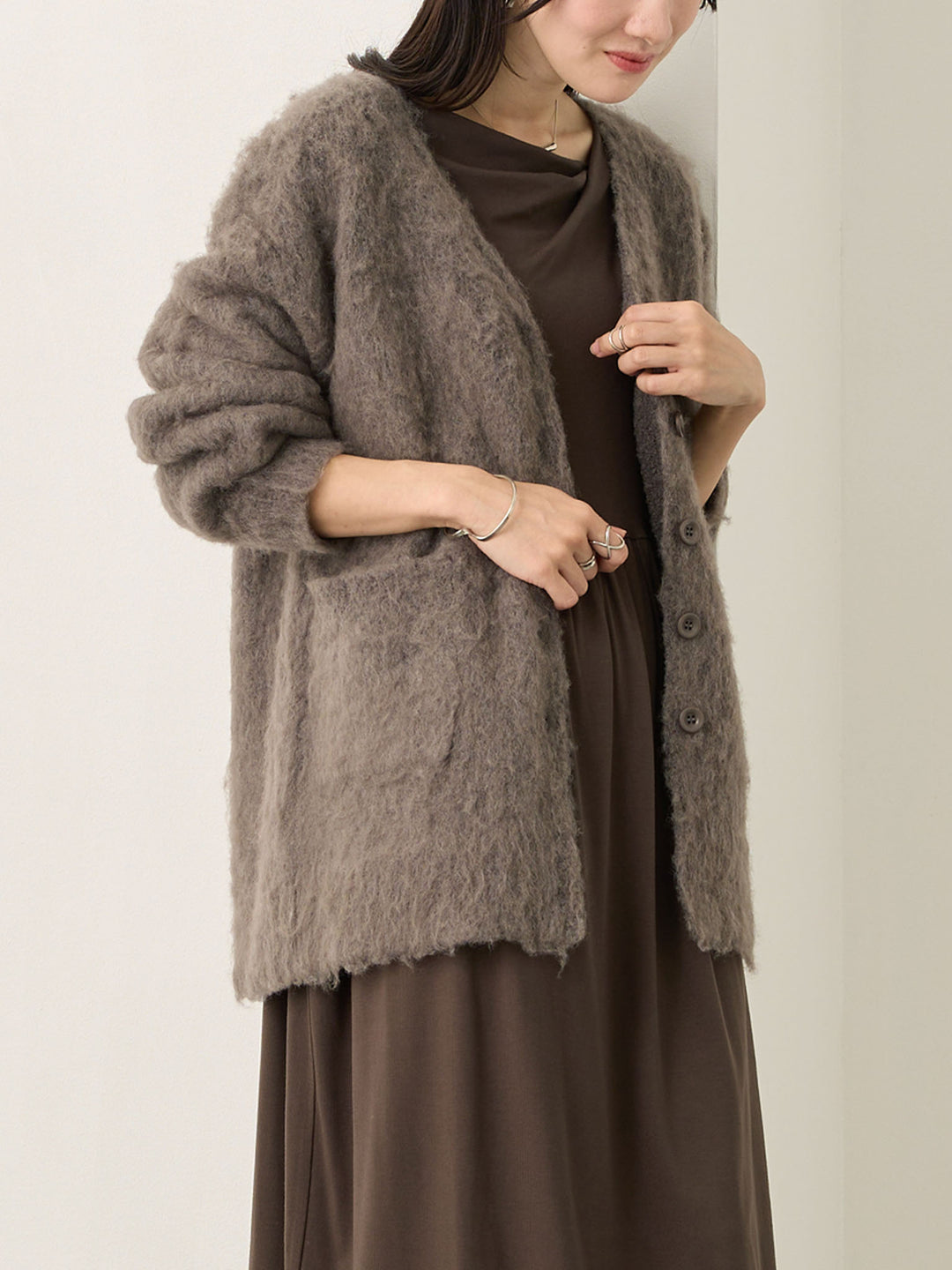 ふわシャギーカーディガン Gray