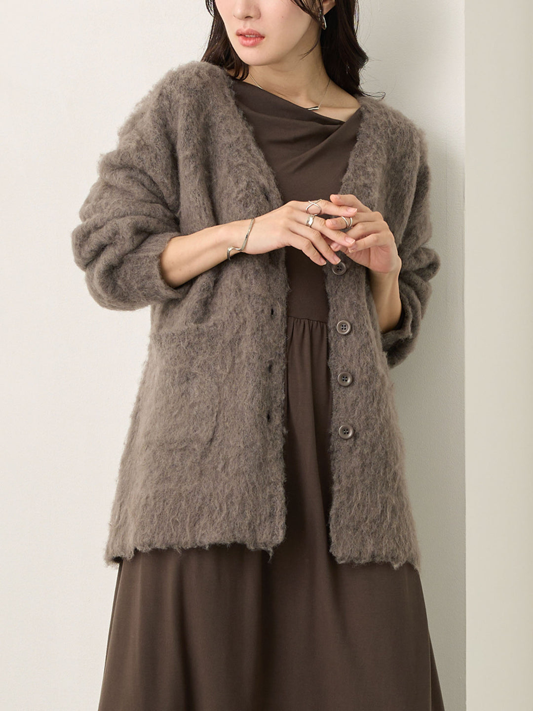ふわシャギーカーディガン Gray