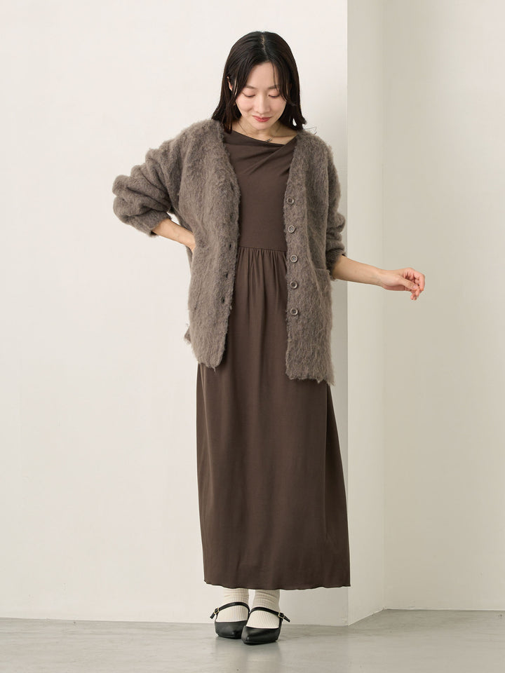 垂坠领连衣裙（炭灰色）