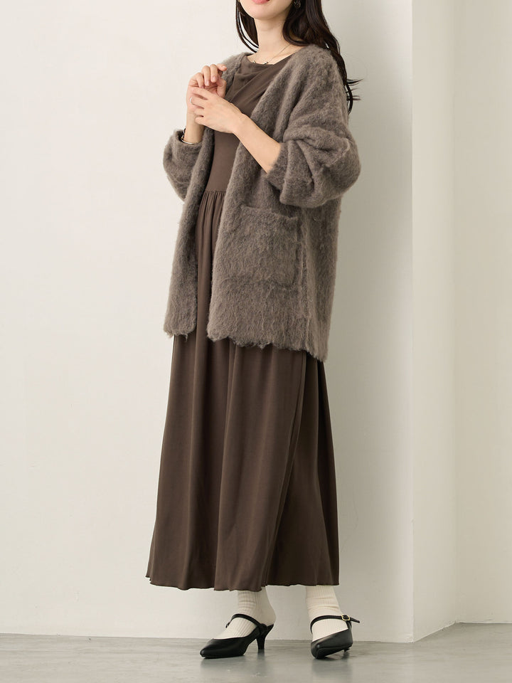 垂坠领连衣裙（炭灰色）