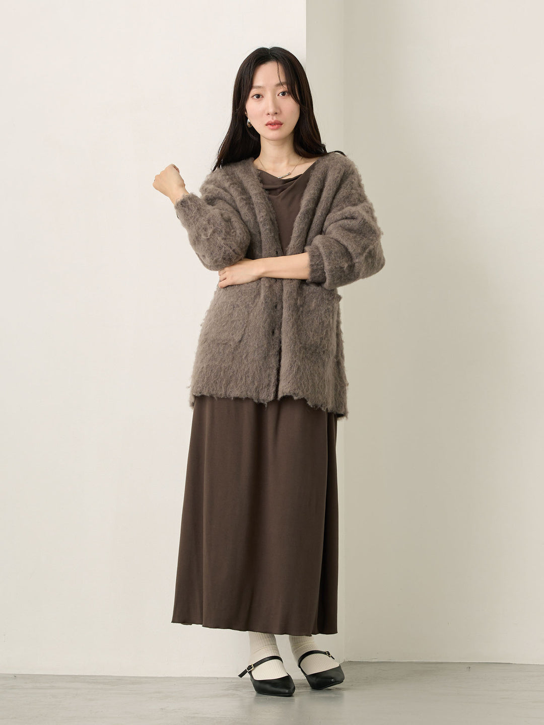 ふわシャギーカーディガン Gray