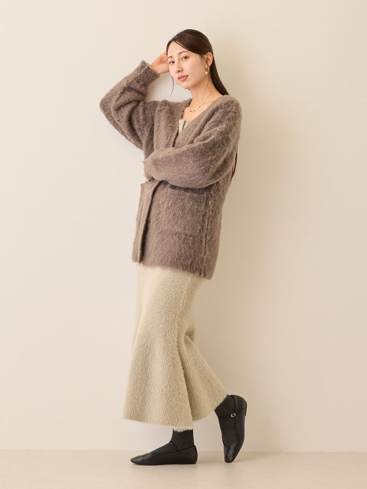 シャギーニットマーメイドスカート Light gray