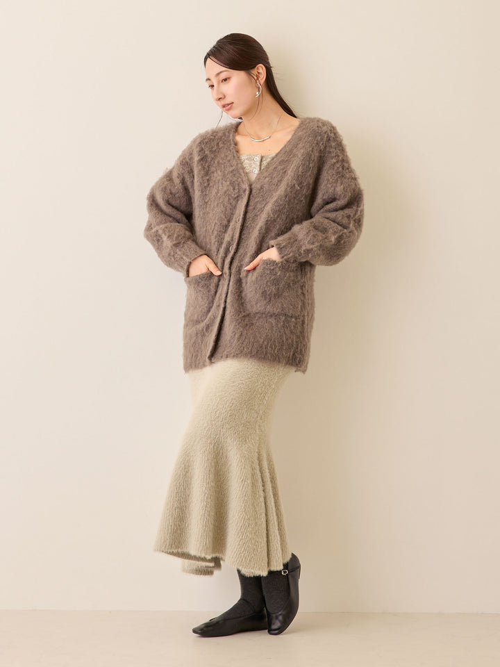 シャギーニットマーメイドスカート Light gray