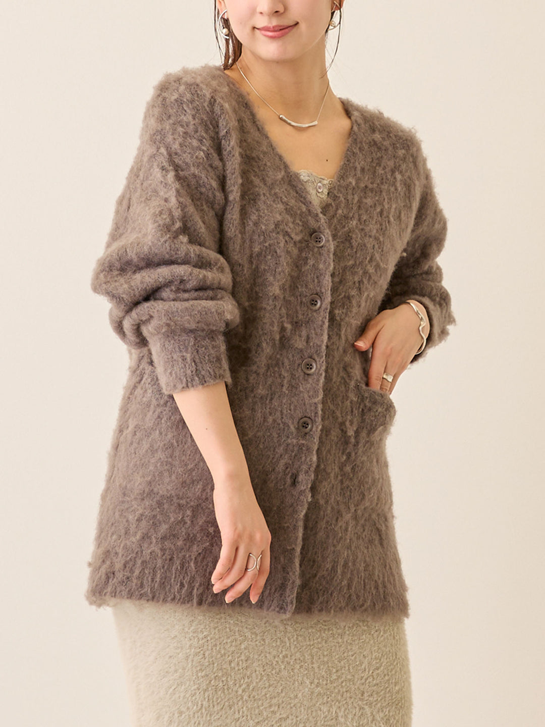 ふわシャギーカーディガン Gray