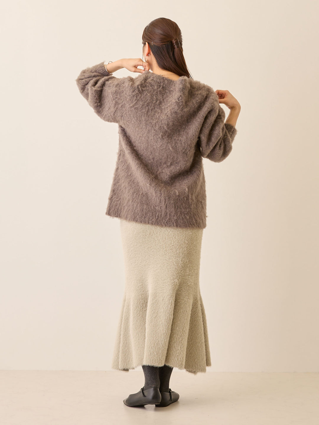 シャギーニットマーメイドスカート Light gray