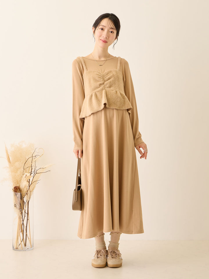 ビスチェドッキング起毛ワンピース Beige