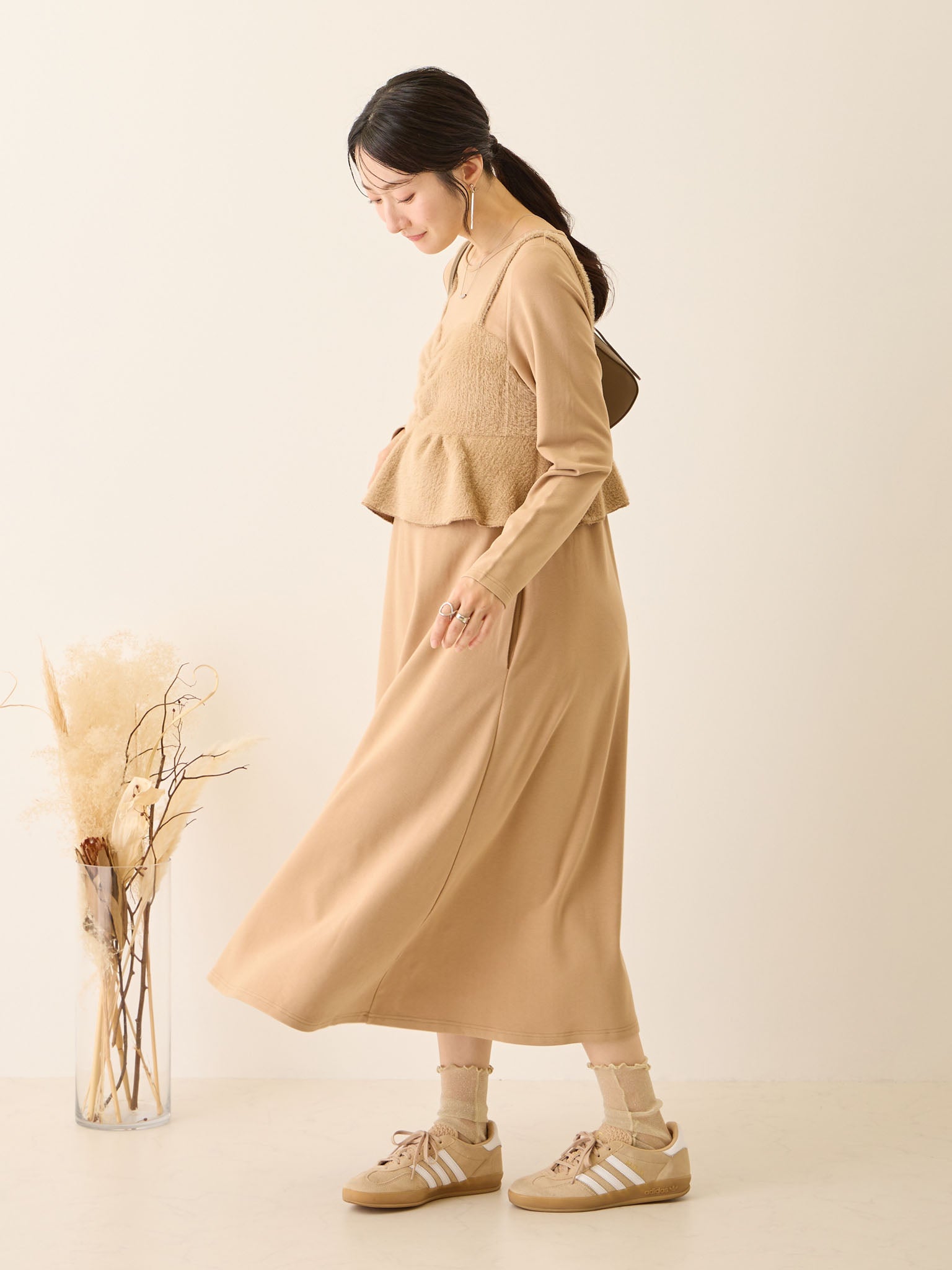 ビスチェドッキング起毛ワンピース Beige – honono for mom&baby