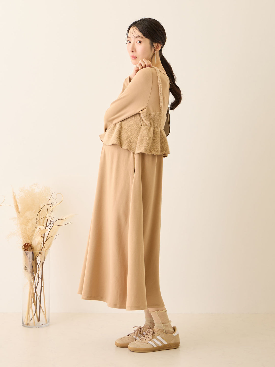 ビスチェドッキング起毛ワンピース Beige