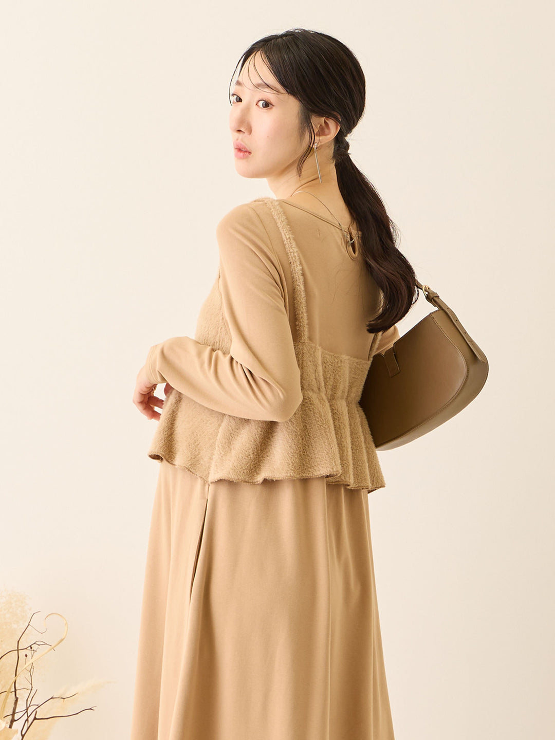 ビスチェドッキング起毛ワンピース Beige