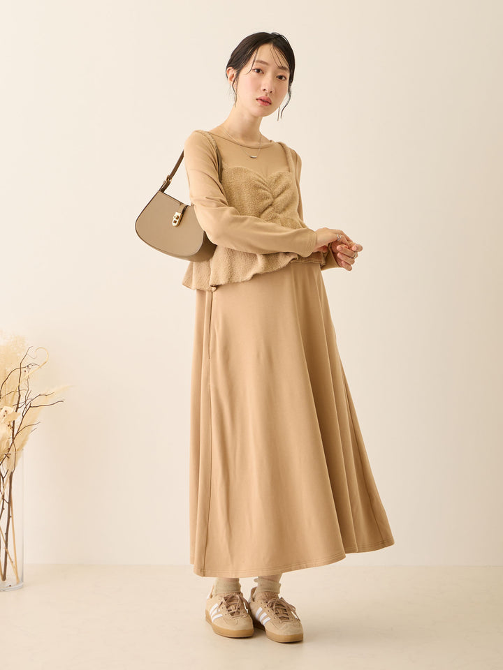 ビスチェドッキング起毛ワンピース Beige