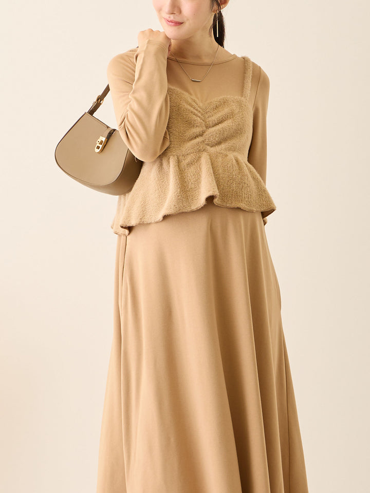 ビスチェドッキング起毛ワンピース Beige