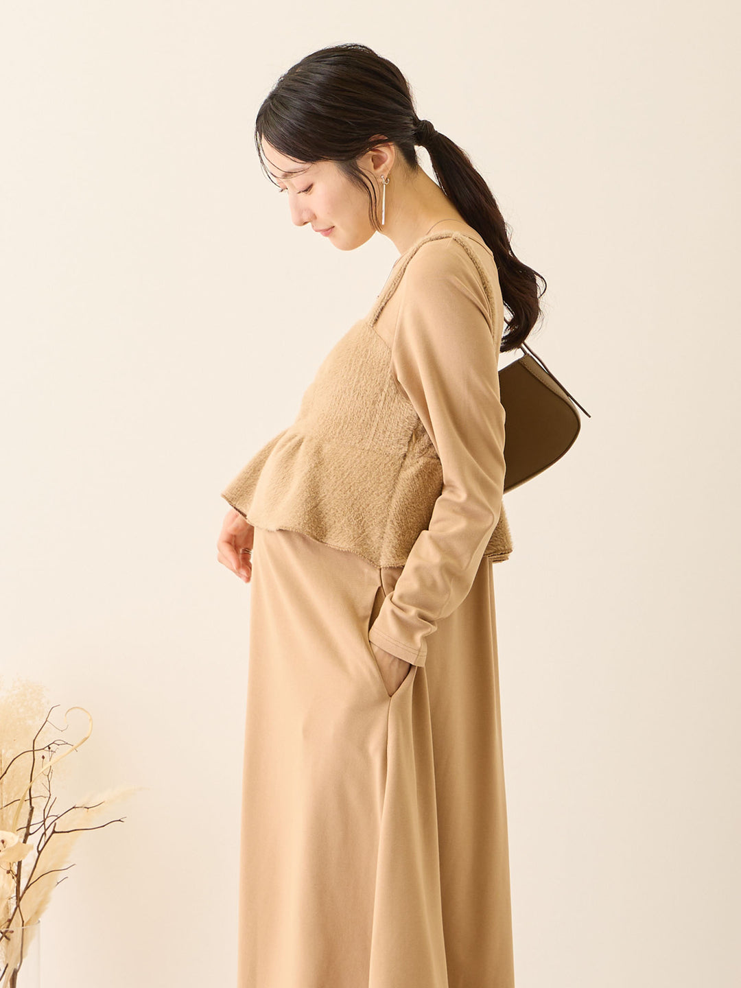 ビスチェドッキング起毛ワンピース Beige