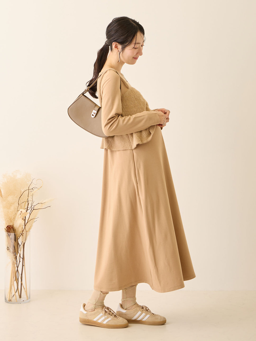 ビスチェドッキング起毛ワンピース Beige