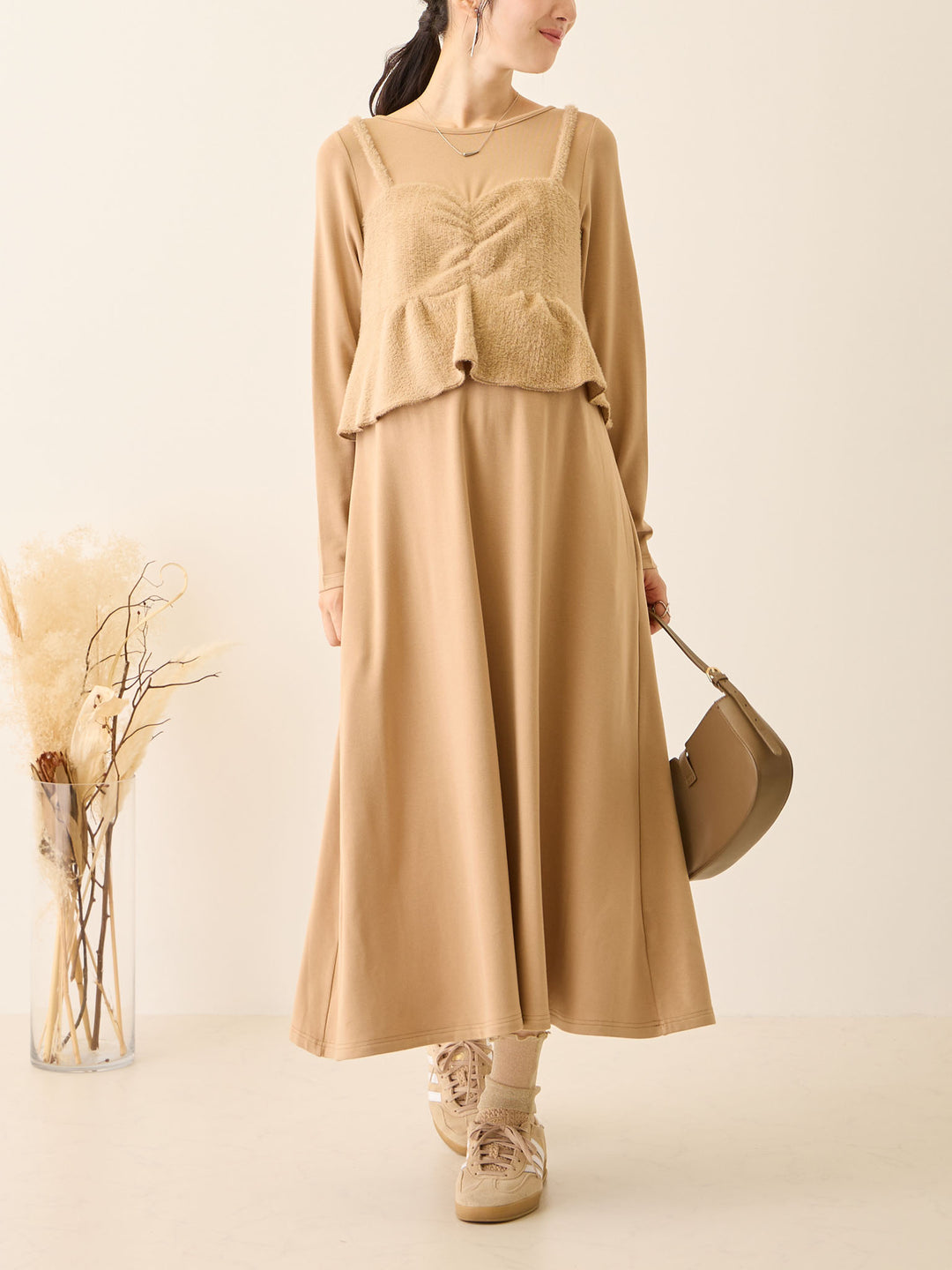 ビスチェドッキング起毛ワンピース Beige