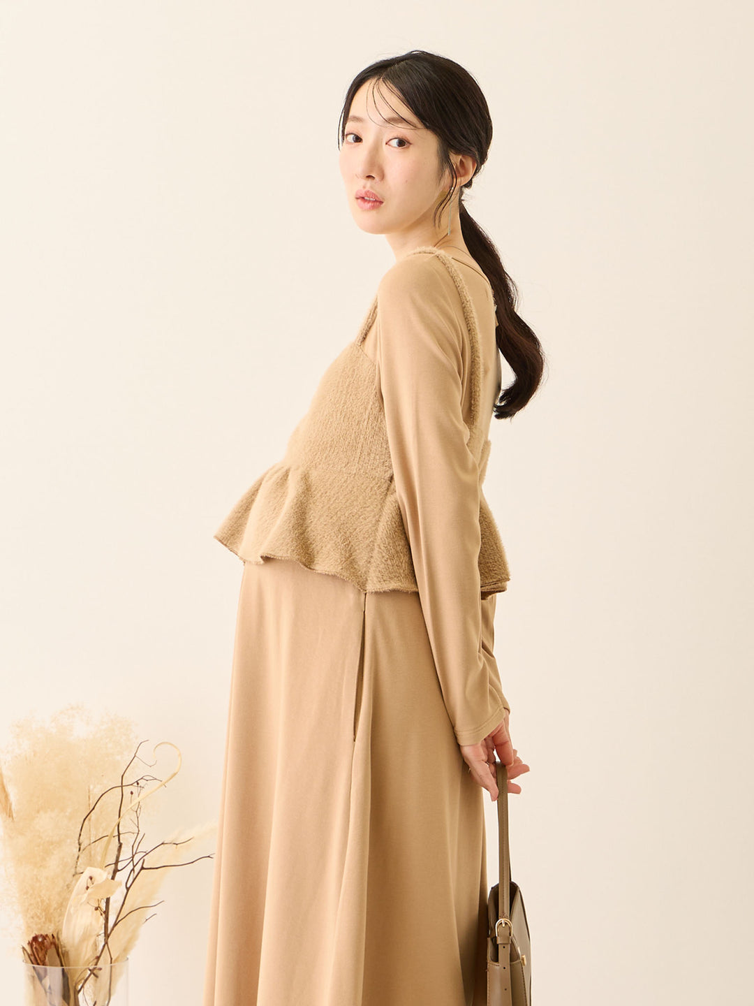 ビスチェドッキング起毛ワンピース Beige