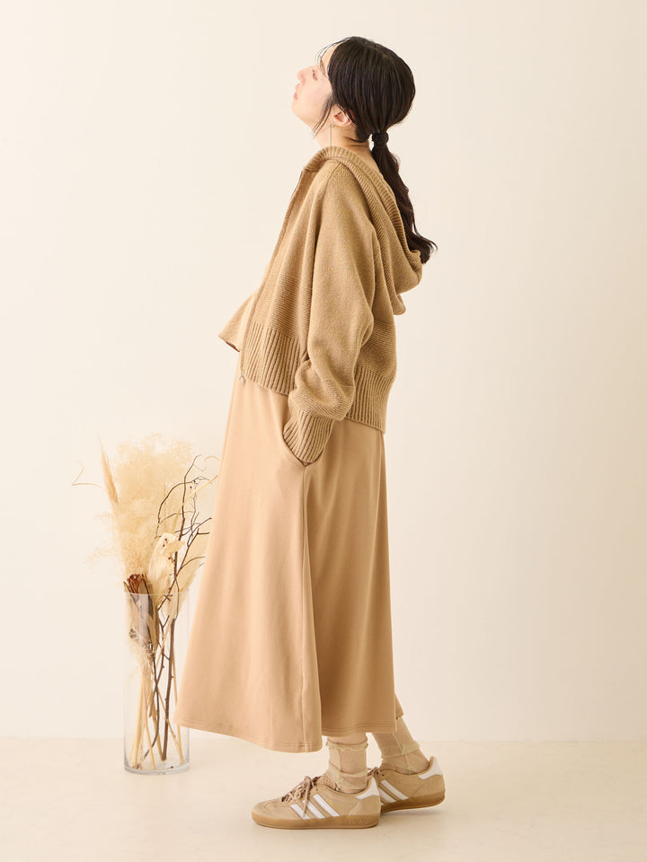 双拉链针织开衫 米色