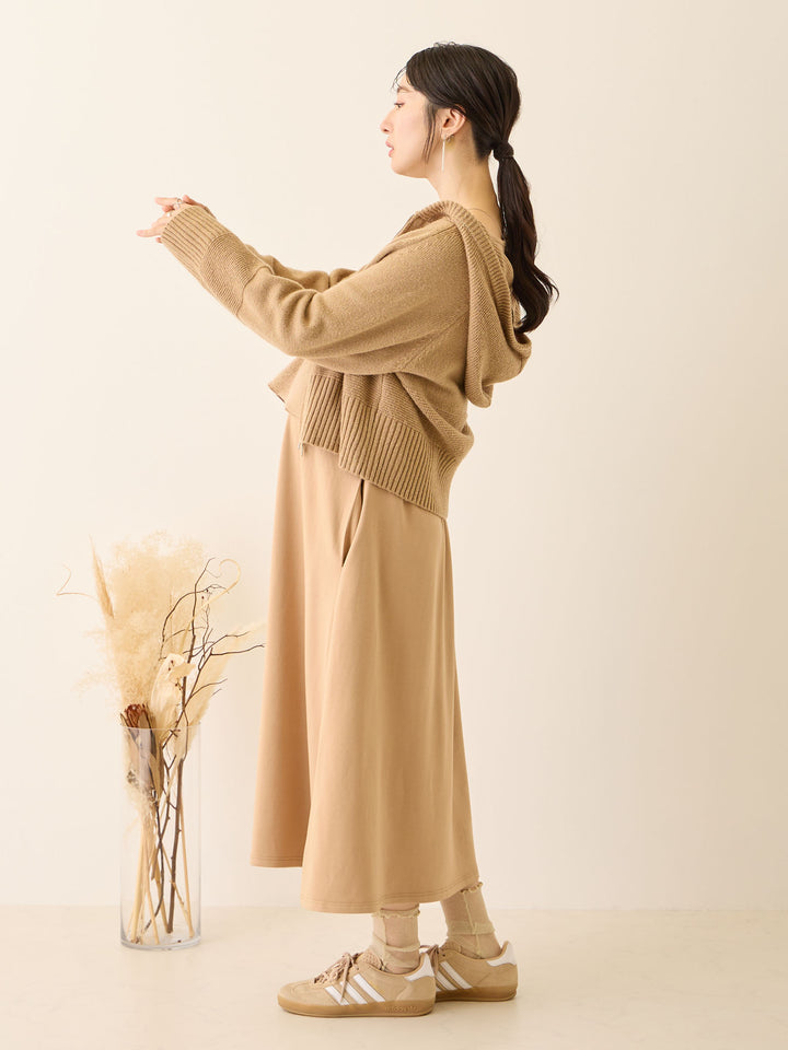 双拉链针织开衫 米色