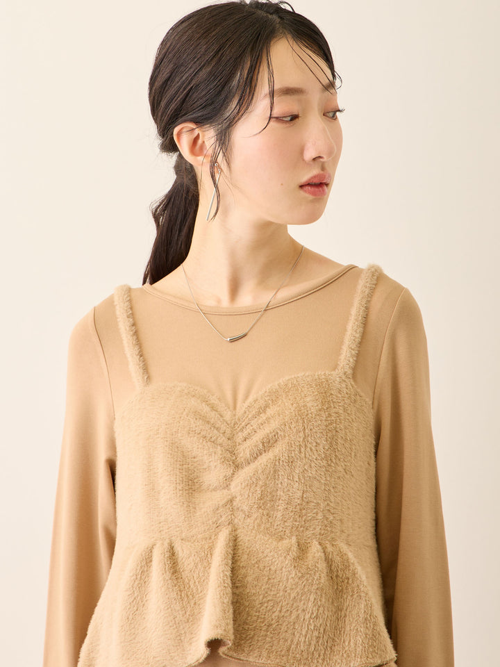 ビスチェドッキング起毛ワンピース Beige