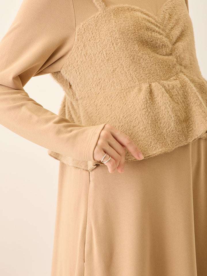 ビスチェドッキング起毛ワンピース Beige