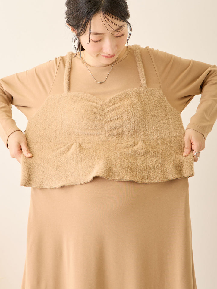 ビスチェドッキング起毛ワンピース Beige