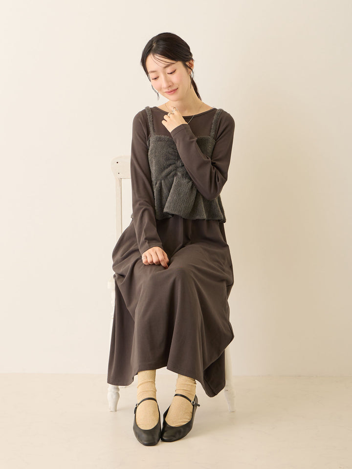 ビスチェドッキング起毛ワンピース Charcoal