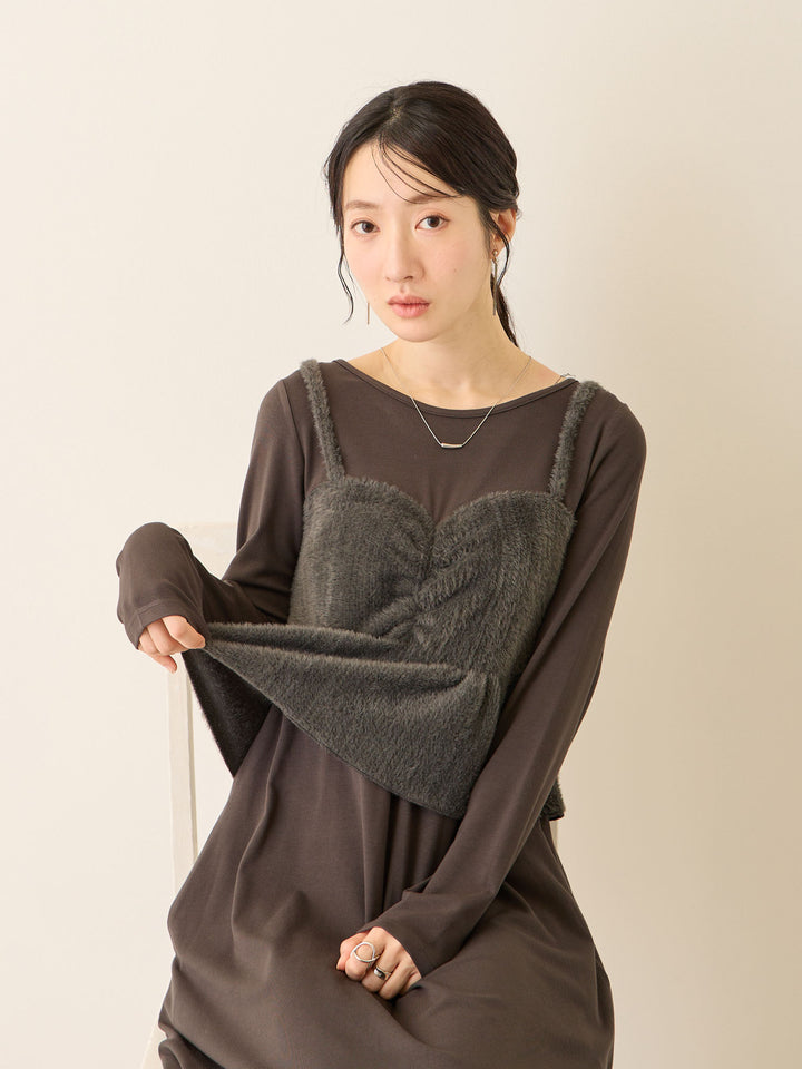 ビスチェドッキング起毛ワンピース Charcoal