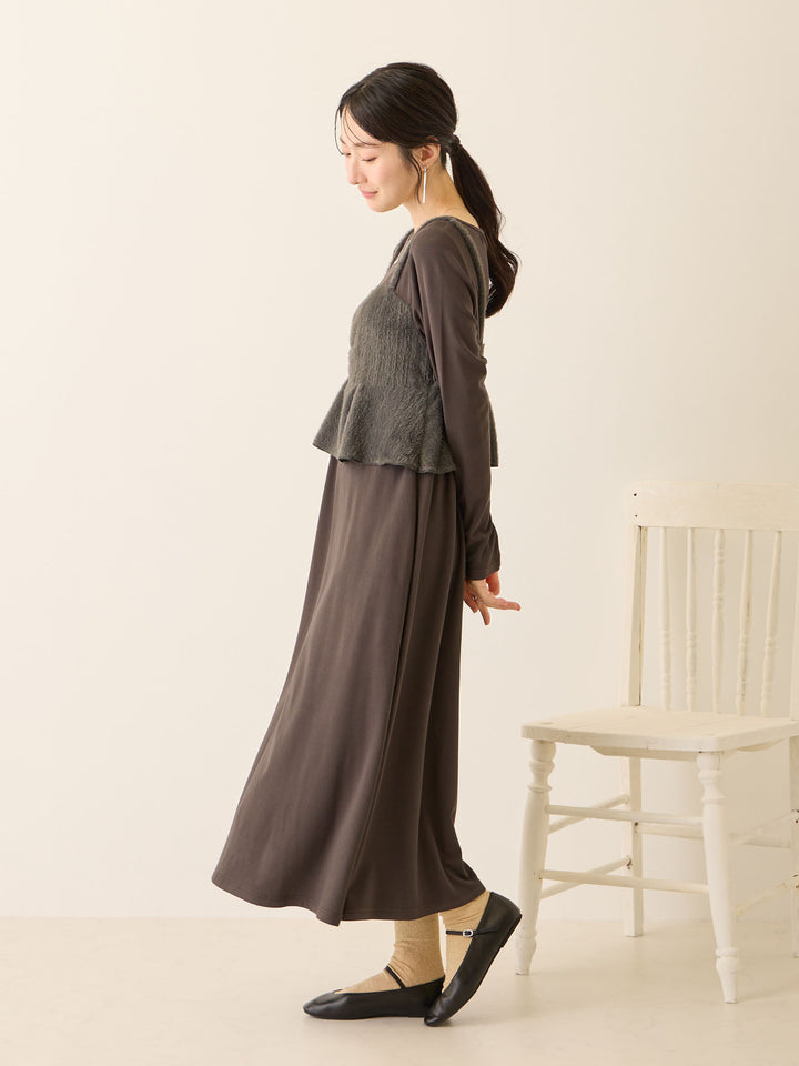 ビスチェドッキング起毛ワンピース Charcoal