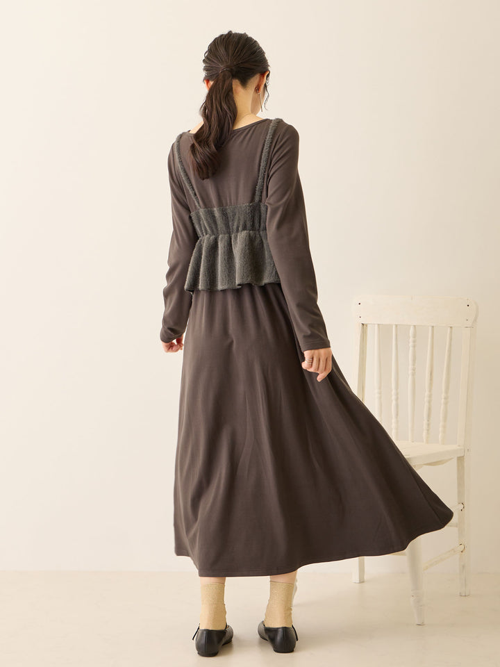 ビスチェドッキング起毛ワンピース Charcoal
