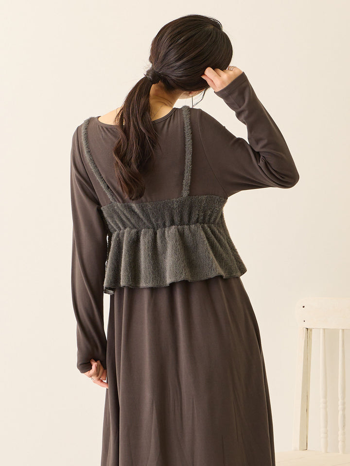 ビスチェドッキング起毛ワンピース Charcoal