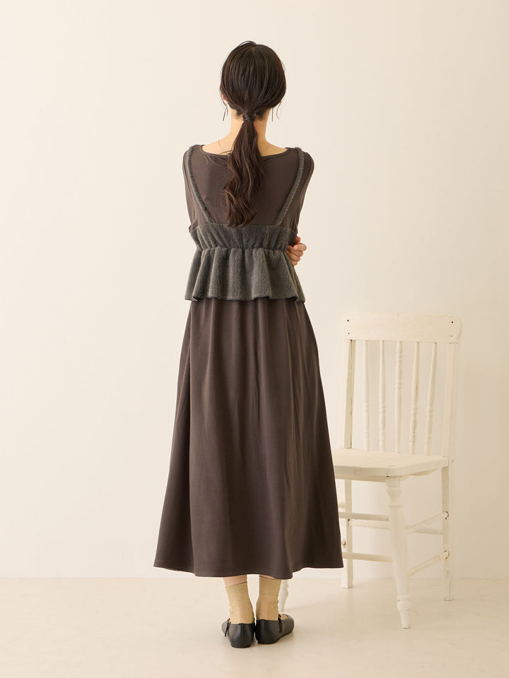 ビスチェドッキング起毛ワンピース Charcoal