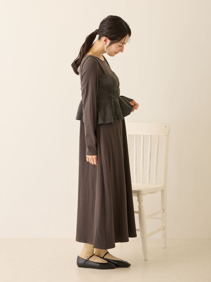 ビスチェドッキング起毛ワンピース Charcoal