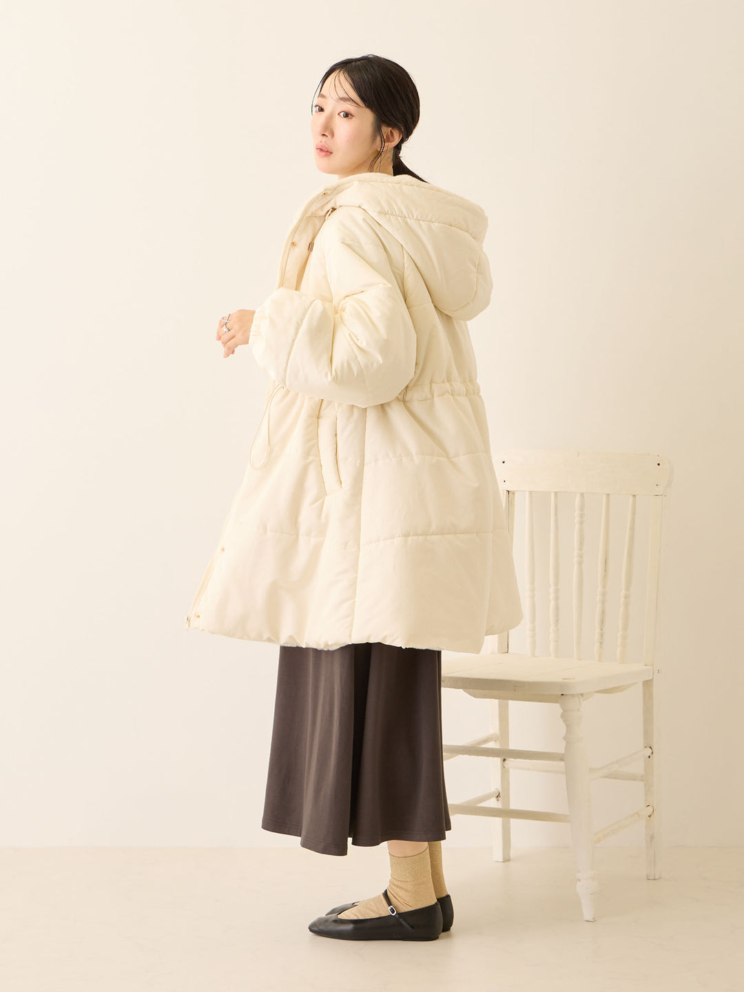 [孕妇/产后] 鸭绒外套 米色填充外套
