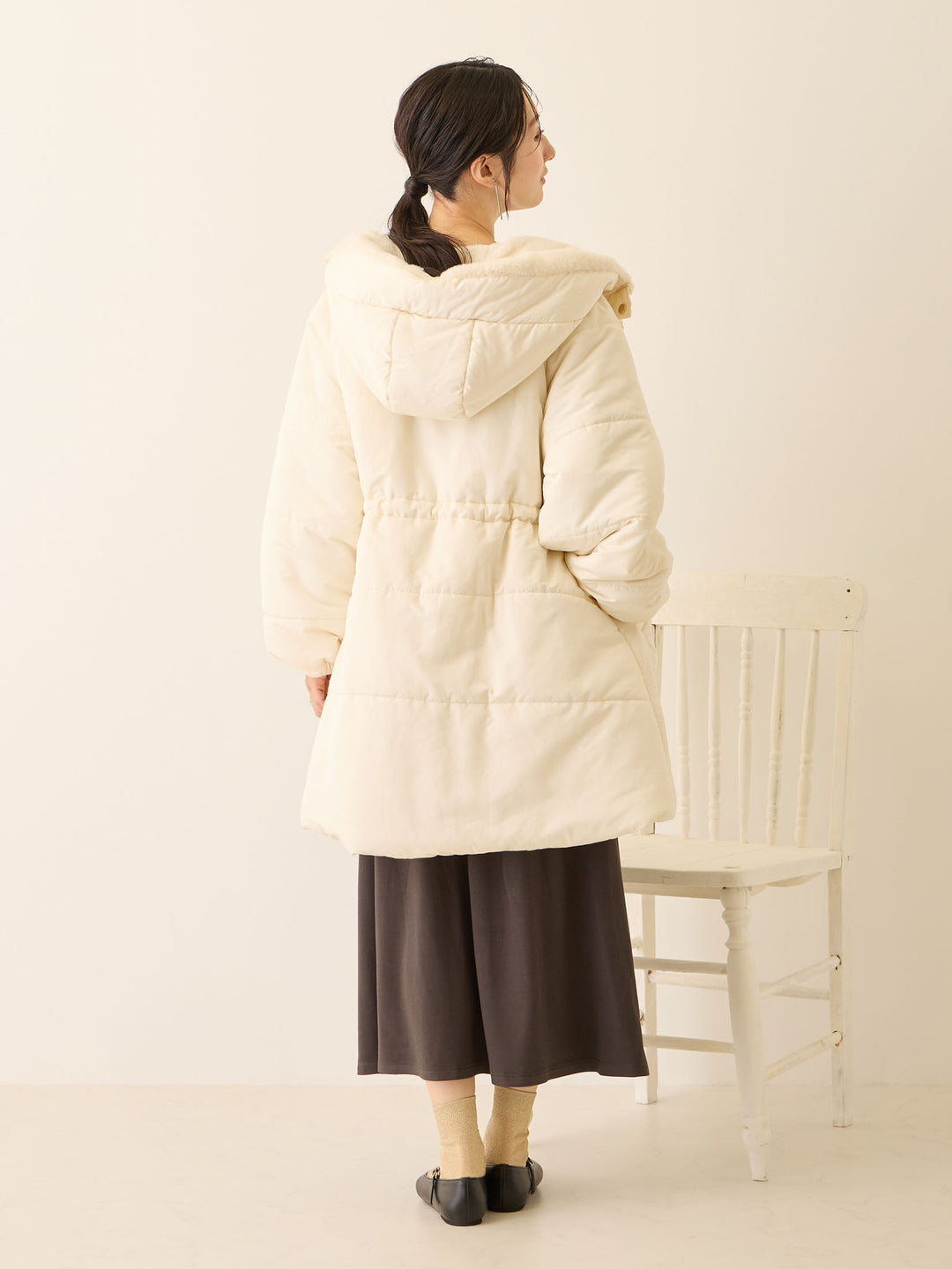 [孕妇/产后] 鸭绒外套 米色填充外套