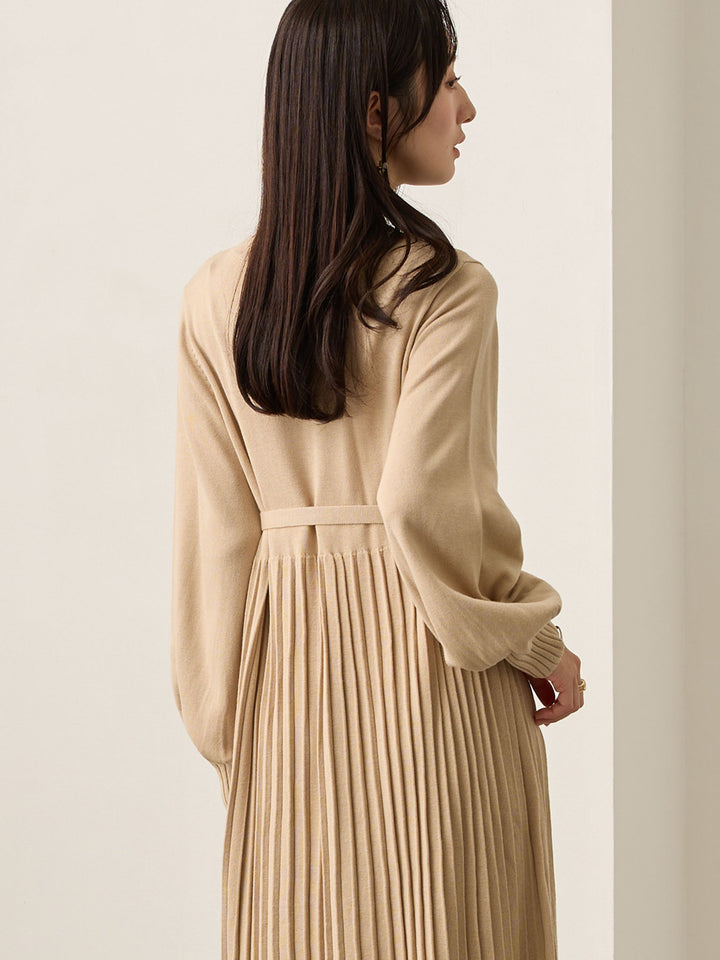 ニットプリーツワンピース Beige