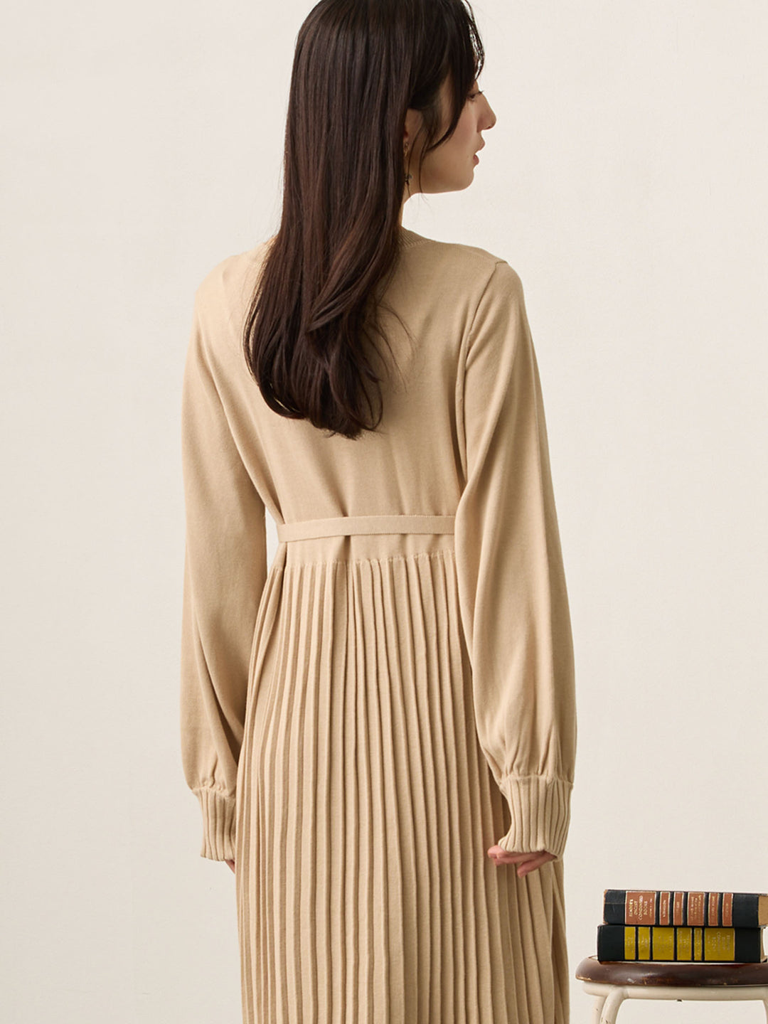 ニットプリーツワンピース Beige
