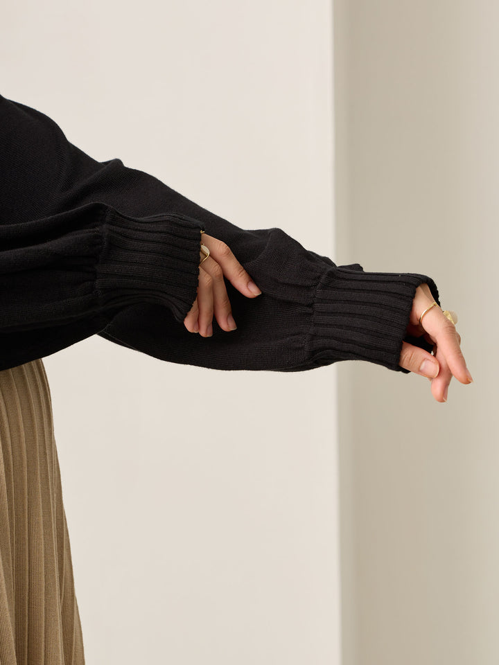 ニットプリーツワンピース Black