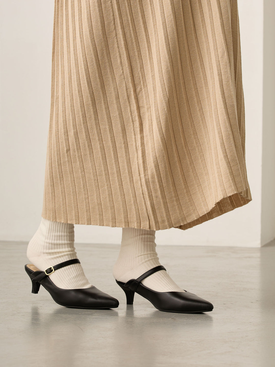 ニットプリーツワンピース Beige