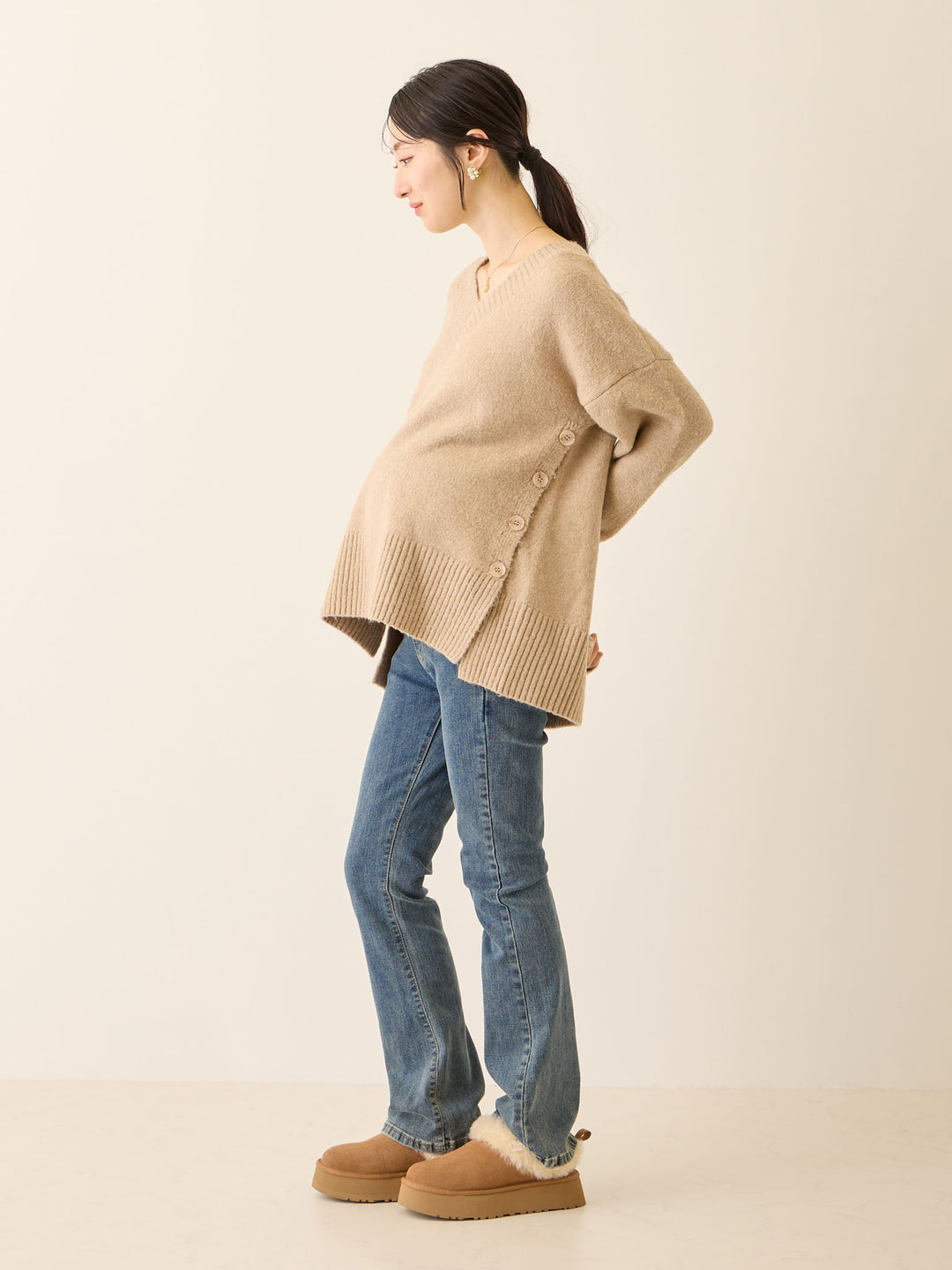 マタニティフレアデニム Blue