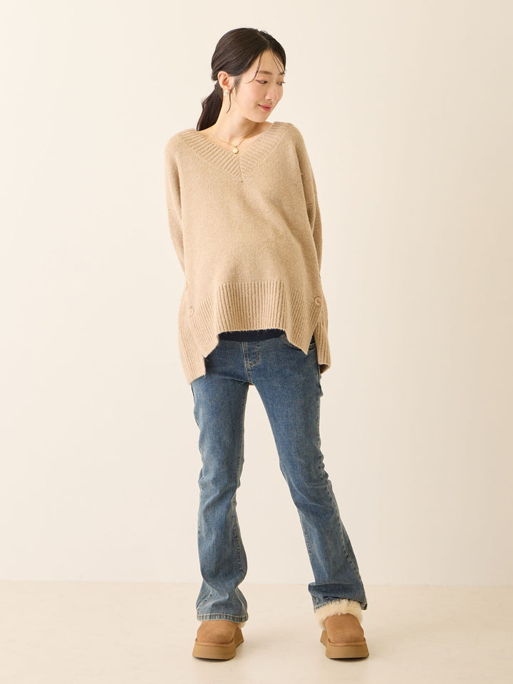 マタニティフレアデニム Blue