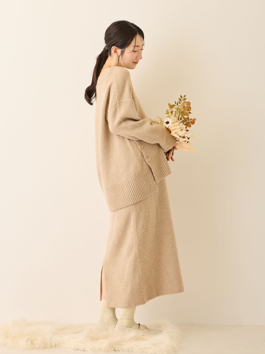 ニットタイトスカート Beige