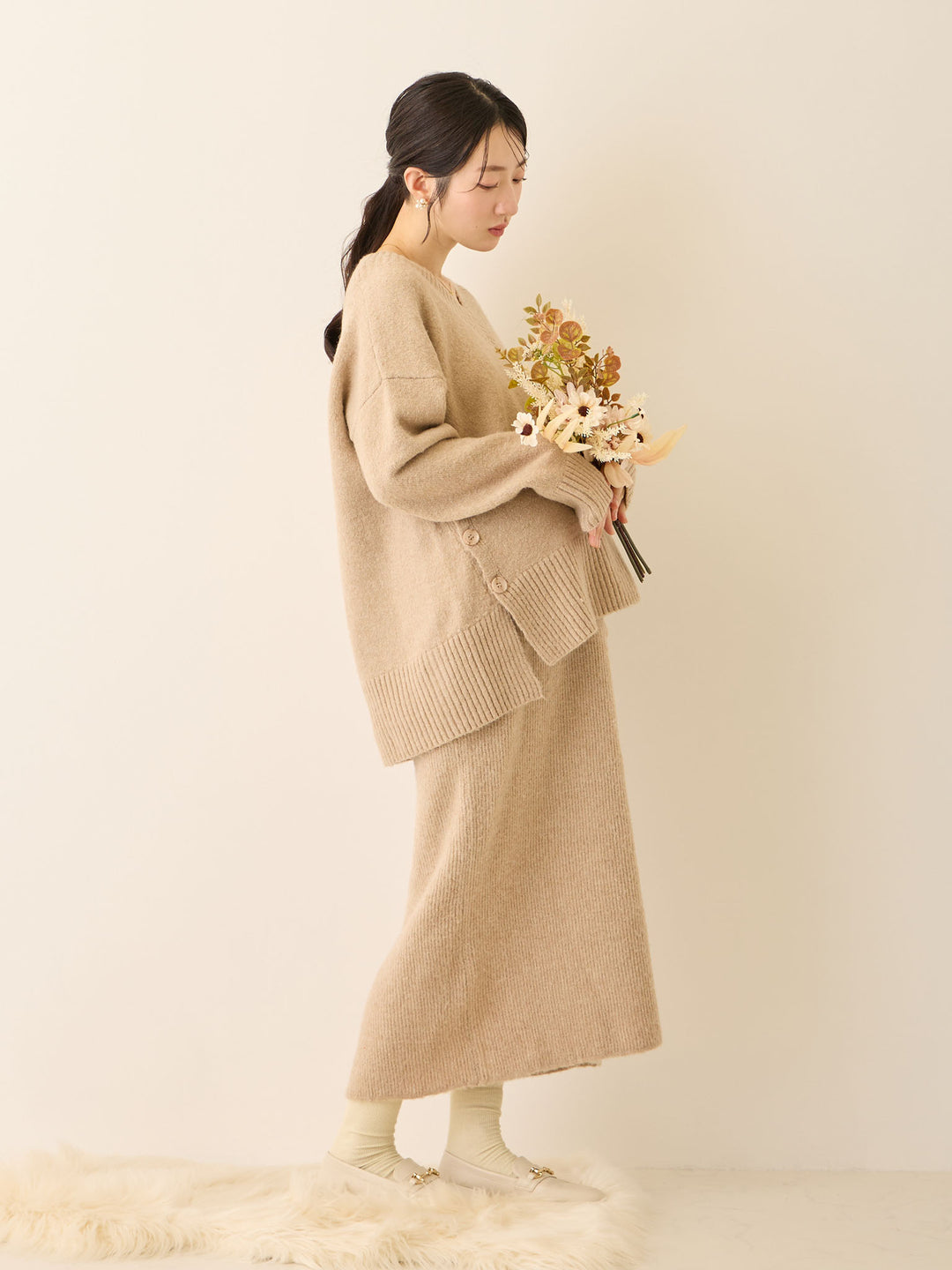 ニットタイトスカート Beige