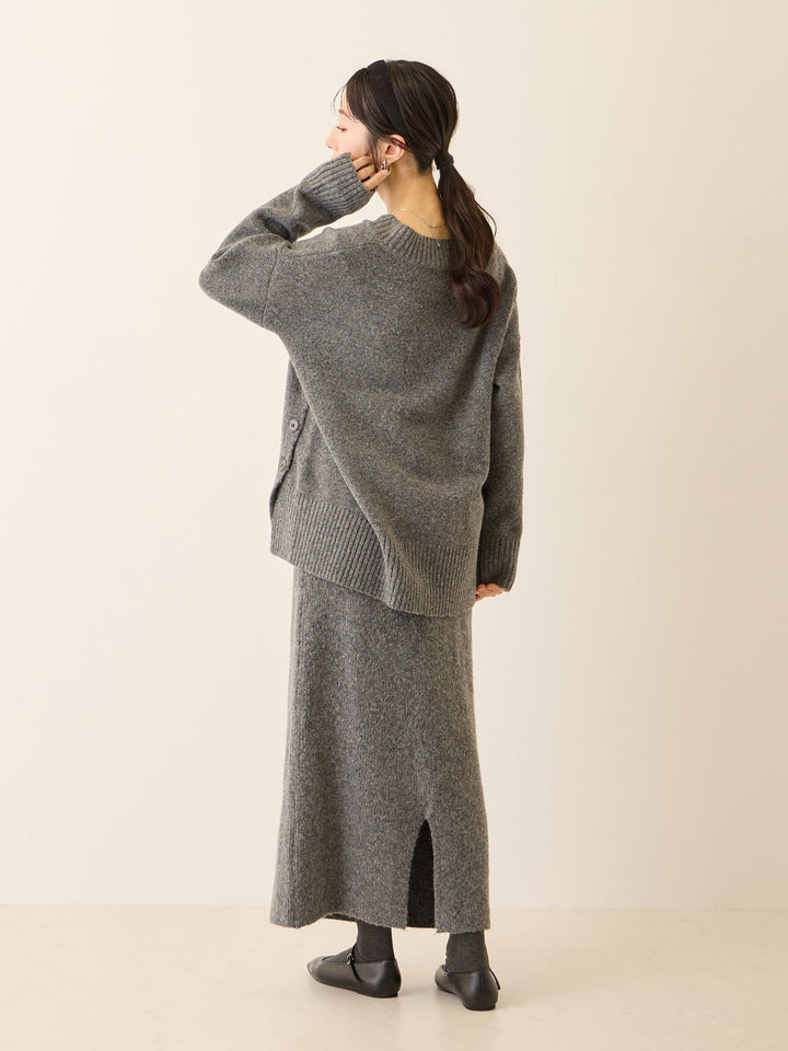 Vネックゆるニットトップス Gray