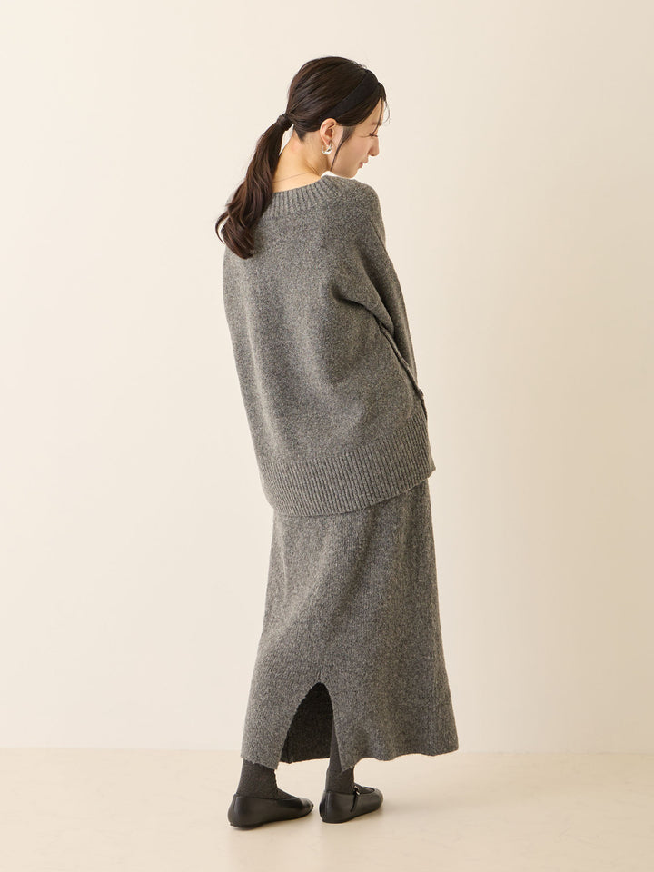 Vネックゆるニットトップス Gray