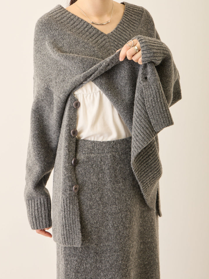 Vネックゆるニットトップス Beige