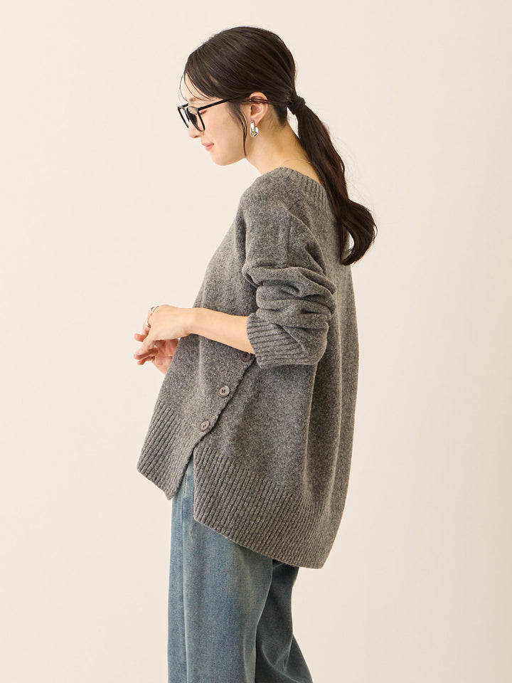 Vネックゆるニットトップス Gray