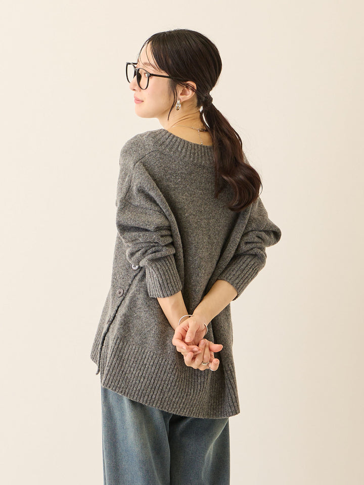 Vネックゆるニットトップス Gray