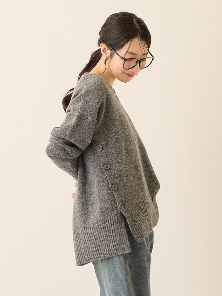 Vネックゆるニットトップス Gray