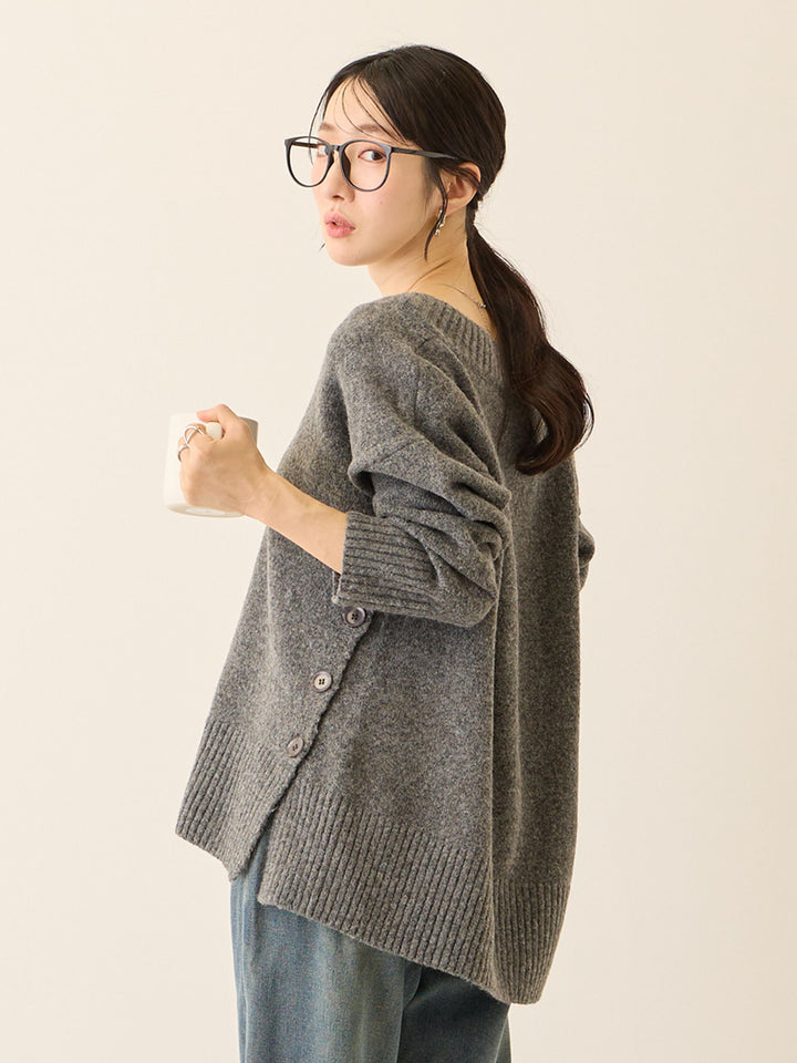 Vネックゆるニットトップス Gray