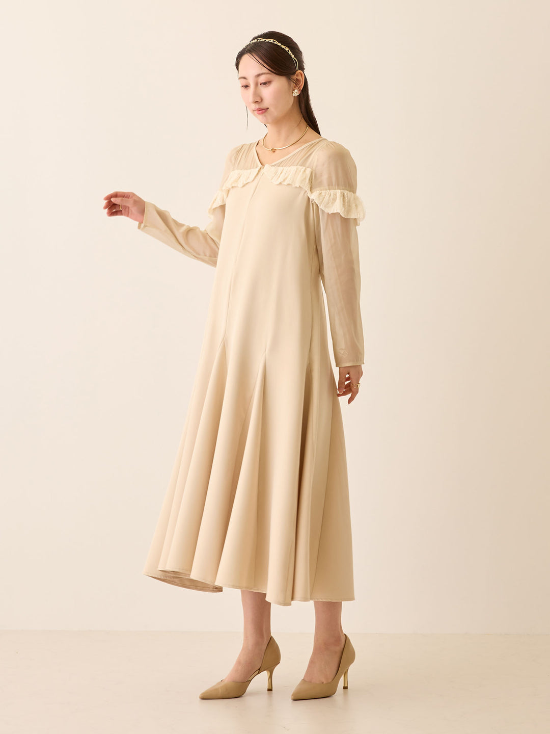 パフチュールドレス Beige